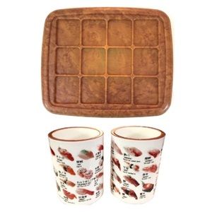 Sushi Menu Graphic Ceramic Mugs with Serving Board